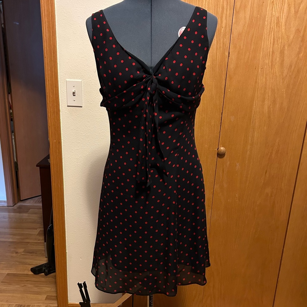 J. Peterman navy Dress with Red Dots